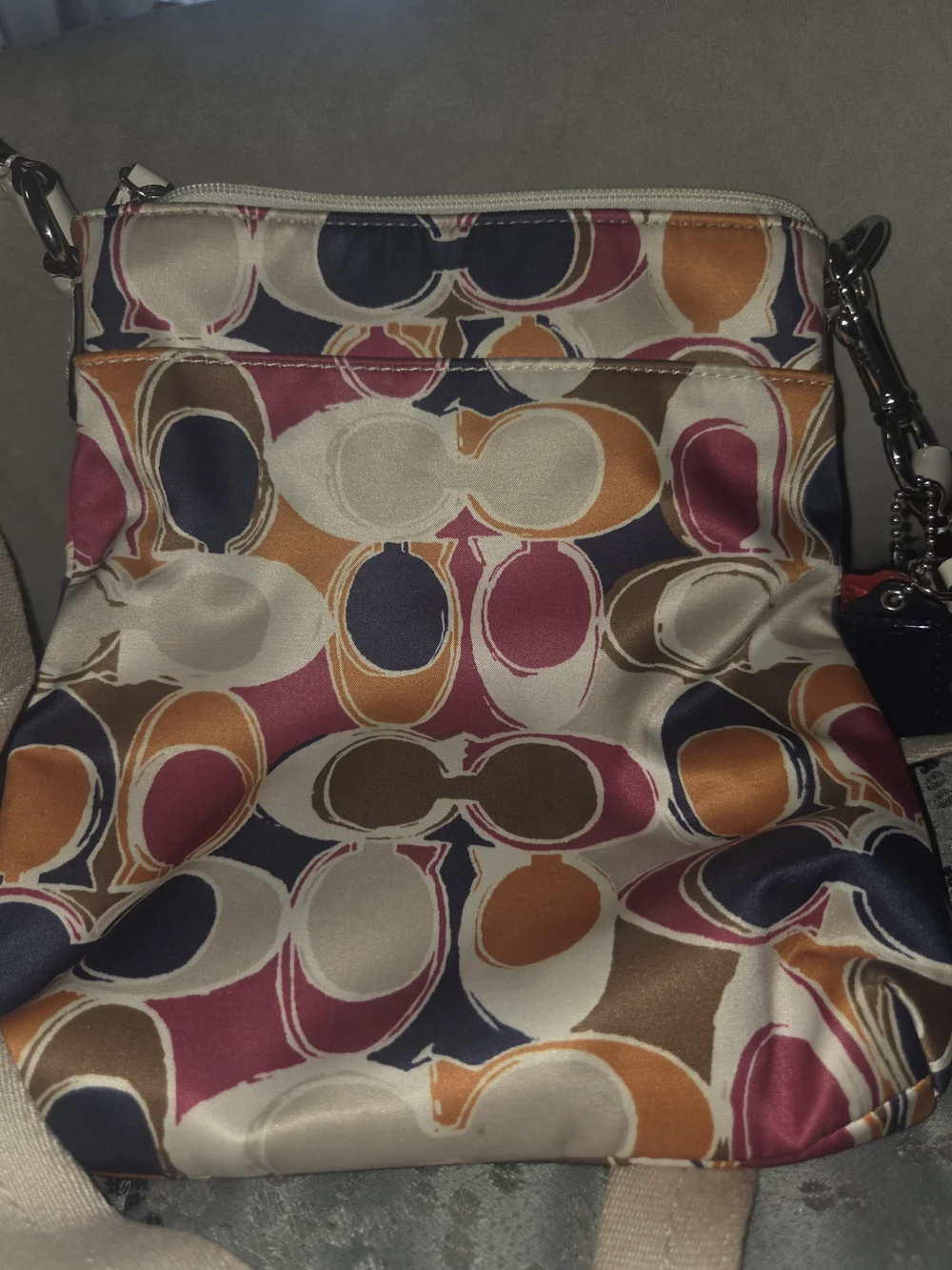 Coach Multicolor Signature Pattern Crossbody in Pink, Orange, Navy & Brown - Picture 2 of 6